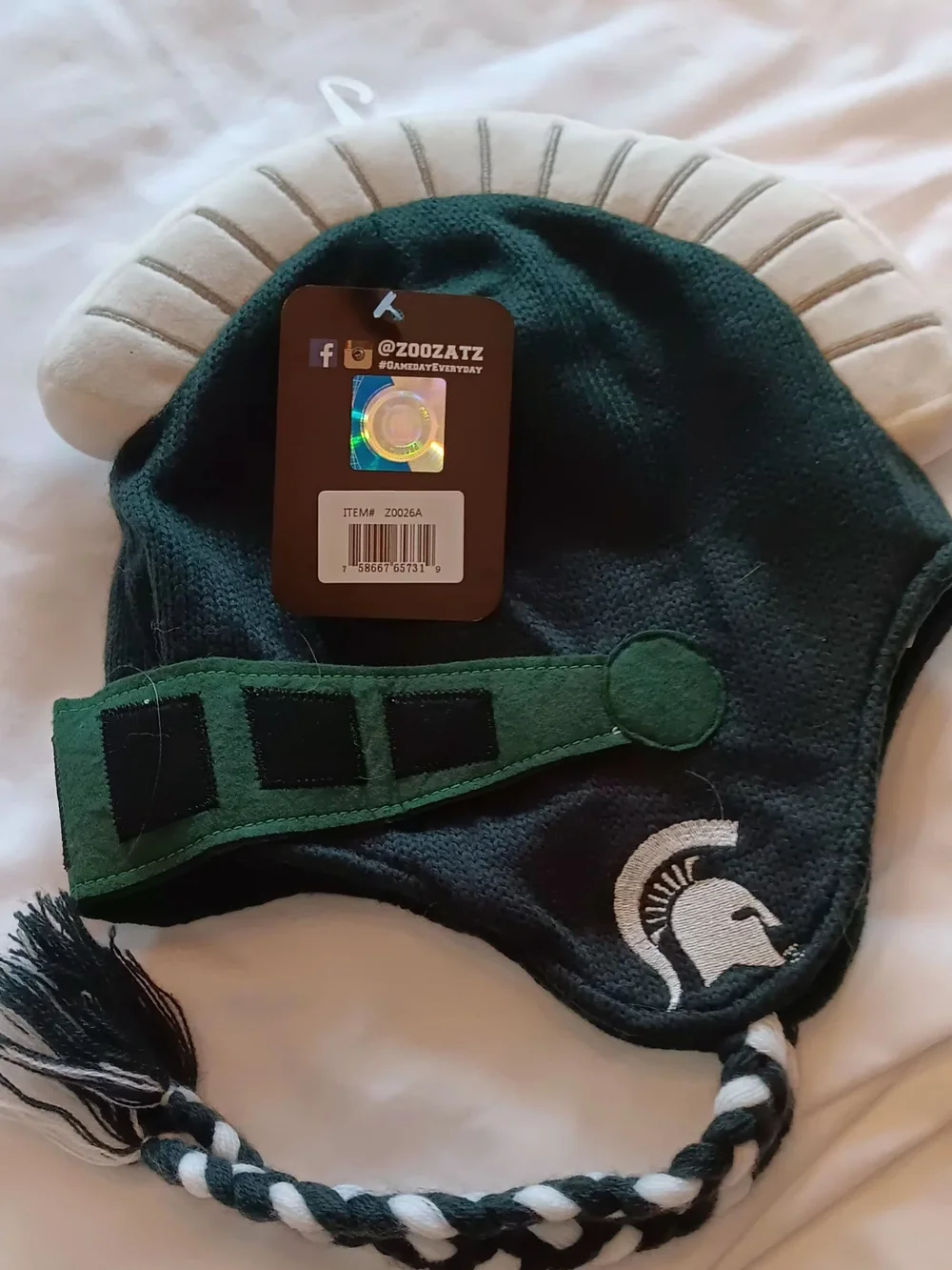 Michigan State Spartand Helmet Knit Winter Hat with Earflaps